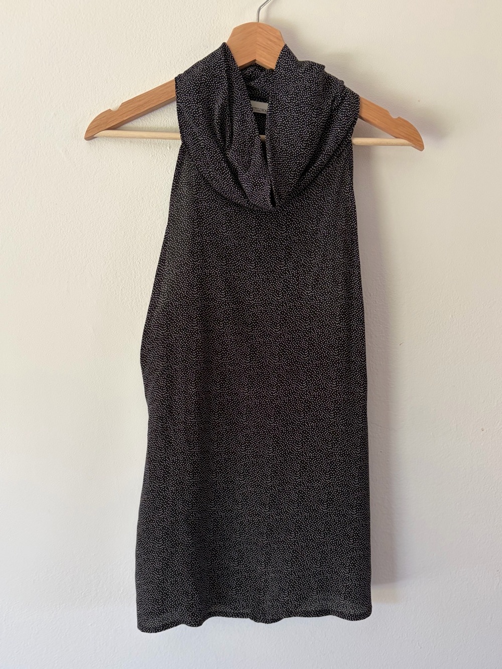 Stillwater Black & White Polka Dot Flowy Sleeveless Racerback Cowl Neck Top